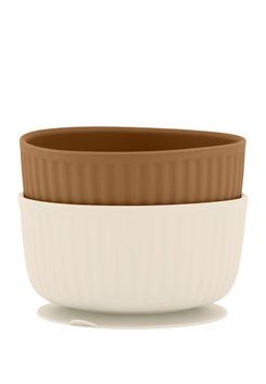 Mikk-Line 2-pak bowl sæt - WhiteSwan/Brownsugar